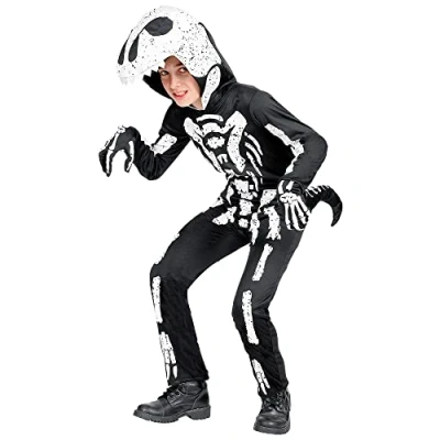 Abbildung von Widmann Kinderkostüm Tyrannosaurus Skelett, Overall mit Kapuze und Maske, Halloween, Karneval, Mottoparty
