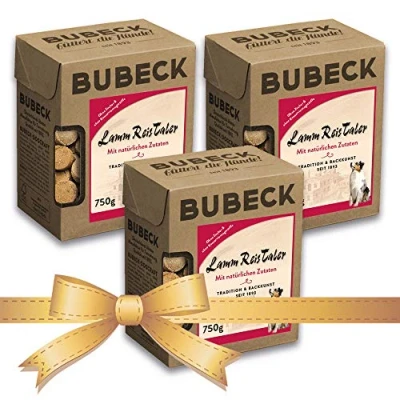 Abbildung von Bubeck 3 x 750g Hundekekse Natürlich und hart Gebacken Snackbox die ideale Belohnung für unterwegs (Lamm)