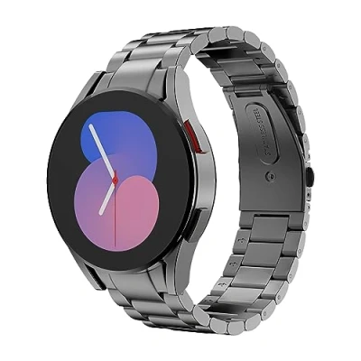 Abbildung von MoKo Metall Armband Kompatibel mit Samsung Galaxy Watch 7 FE 6 5 4 40mm 44mm/Watch Classic 43mm 47mm/Watch Pro 45mm/4 42mm 46mm, Edelstahl Ersatzarmband Uhrenarmband, Grau
