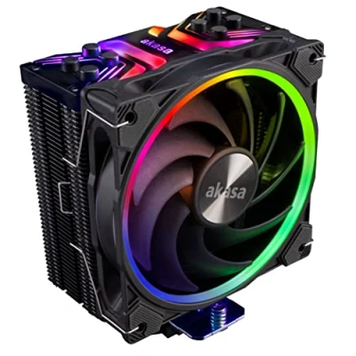 Abbildung von Akasa SOHO H4 Plus, aRGB CPU Air Cooler, 120mm PWM Silent Fan, Copper Heatpipes, 185W TDP, Thermal Paste Included, Black, Supports Intel LGA 1851/20XX/1700/1200/115X; AMD AM4/AM5 Ryzen, AK CC4022HP01