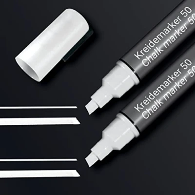Abbildung von SIGEL BA184 Kreidemarker weiß, 2 Stück, Keilspitze 1 5 mm, abwischbar