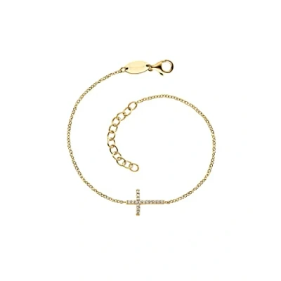 Abbildung von Engelsrufer Armband aus Sterlingsilber mit Kreuz Anhänger und Zirkonia Vergoldet, Länge: 17cm + 3cm, ERB LILCROSS ZI G