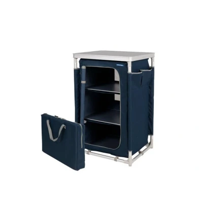 Abbildung von Campart CU 0410 Camping Schrank Nantes 4 verstellbare Füße 3 Fächer Blau, Groß
