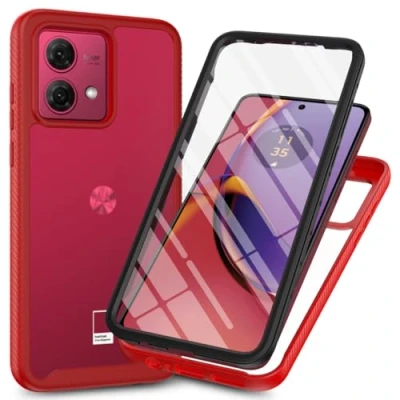 Abbildung von XINNI Hülle für Motorola Moto G84, 360 Grad Stoßfeste Schutzhülle mit Integriertem Bildschirmschutz, Robuster Bumper Outdoor Full Body Case, Rot