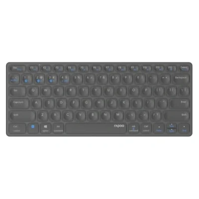 Abbildung von Rapoo E9600M kabellose Tastatur wireless Keyboard flaches Aluminium Design umweltfreundlicher wiederaufladbarer Akku DE Layout QWERTZ PC &amp; Mac dark grey