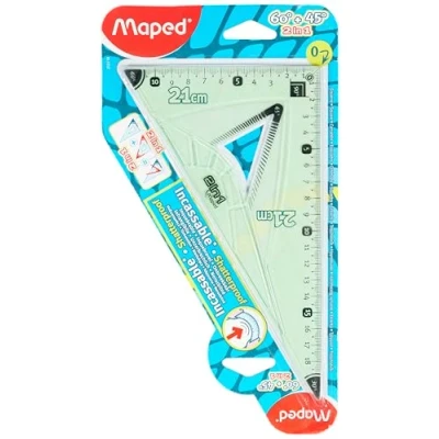 Abbildung von Maped Geodreieck, bruchsicher, 0 positioniert im rechten Winkel und ergonomischer Halt, 2 in 1, 60 45, große Seite 21 cm, Grün