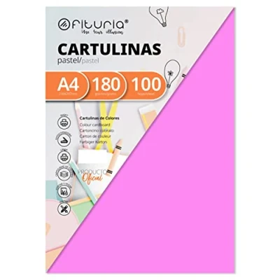 Abbildung von Pack 100 Cartulinas Color Rosa Tamaño A4 180g