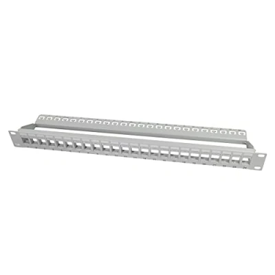 Abbildung von LogiLink NK4044 Keystone Patchpanel/Verteilerfeld für 24 Buchsen, ungeschirmt, 1 HE (Höheneinheit) lichtgrau