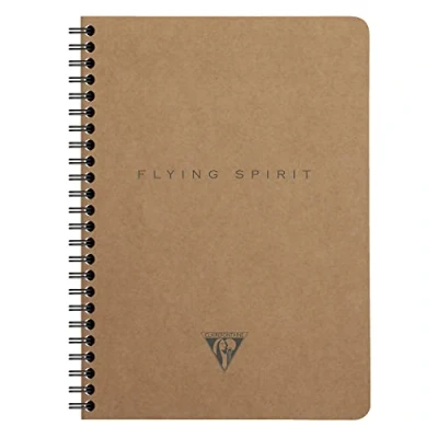 Abbildung von Clairefontaine 103566C Notizbuch Flying Spirit, mit Innentaschen und Spiralbindung, liniert, 60 Blatt, DINA5, 14,8 x 21cm, 1 Stück, Braun sortierten Designs