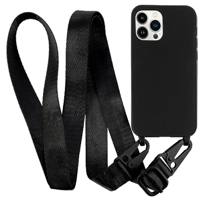 Abbildung von MyGadget Handykette für iPhone 13 Pro TPU Hülle mit Band Handyhülle Handyband zum Umhängen Kordel Schnur Case Schutzhülle Schwarz
