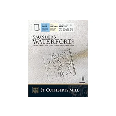 Abbildung von ST. CUTHBERTS MILL Saunders Waterford, feines Künstleraquarellpapier, 300 g/m², an der kurzen Seite geleimter Block, 31 x 41 cm, Naturweiß, 12 Bögen