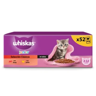 Abbildung von whiskas Nassfutter für Katzen, Junior Classic, 13 x 4 85 g