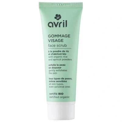 Abbildung von Avril Bio Gesichtspeeling, 50 ml sanftes Peeling für empfindliche Haut, Reispulver, Aprikosenkern, Aloe Vera, Sheabutter, vegan, hergestellt in Frankreich