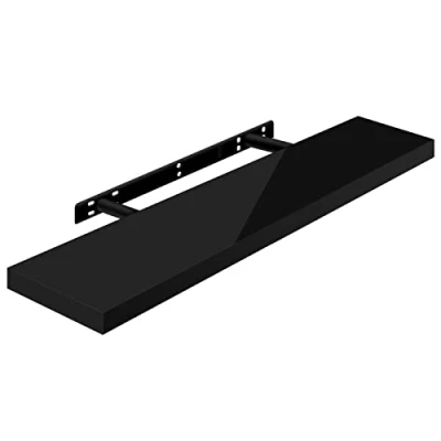Abbildung von WOLTU Wandregal Volato Wandboard freischwebend hochglänzend Schwarz Schweberegal CD DVD Regal Bücherregal Holz Board 90x22,9x3,8cm RG9481sz
