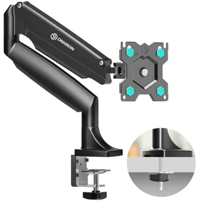 Abbildung von ONKRON Monitor Halterung 13 32 Zoll, bis 9 kg, VESA 75x75 100x100 mm Halterung, (bis 32,00 Arm, G100 BLK, Tischhalterung für 1 Monitor, schwenkbar, neigbar, ausziehbar)