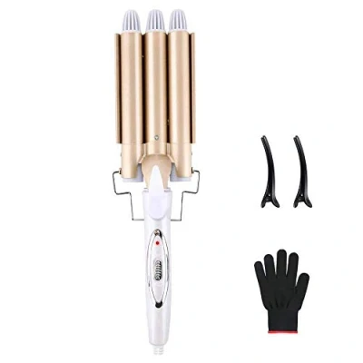 Abbildung von Reyke Welleisen 22mm，3 Fässer Lockenstab für Große Wellen, mit einstellbarer Temperatur und schneller Erwärmung Lange/kurze Haare, Haar Styling Werkzeug