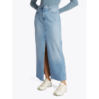 Abbildung von Tommy Jeans Claire MAXI Skirt Jeansrock, Damen, Größe: 34, Denim light