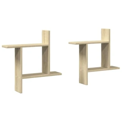Abbildung von vidaXL Wandregale 2 STK., Wandregal mit Stauraum, Hängeregal für Esszimmer Wohnzimmer, Bücherregal Schweberegal Wandboard, Sonoma Eiche Holzwerkstoff