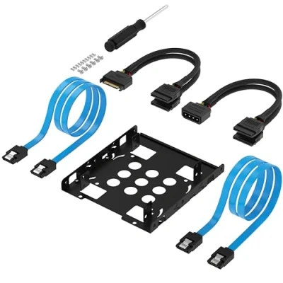 Abbildung von Sabrent 2,5 zu 3,5 HDD SSD Einbaurahmen, Festplatten Montage Kit Adapter [inklusive 2X SATA Datenkabel und Stromkabel] (BK HDCC)