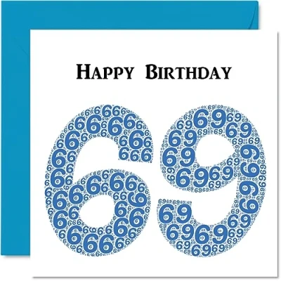 Abbildung von lustige Geburtstagskarte zum 69. Geburtstag für Männer Shapecloud Happy Birthday Karte Vater, Mutter, Großvater, Nanny, Oma, Onkel, Tante, Cousin, 145 mm x Grußkarten,
