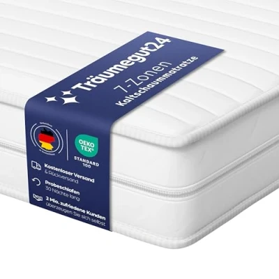 Abbildung von Träumegut24 AquaFlex 7 Zonen Kaltschaummatratze Ergonomische Matratze Härtegrad H2 &amp; H3 ÖkoTex Zertifiziert Rollmatratze (16cm, 100 x 200 cm)