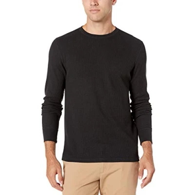 Abbildung von Amazon Essentials Herren Langärmeliges Waffel Shirt, Schmale Passform, Schwarz, S