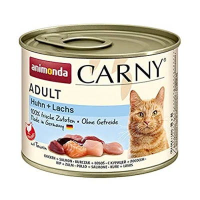 Abbildung von animonda Carny Adult Katzenfutter, Nassfutter für ausgewachsene Katzen, Huhn + Lachs, 6 x 200 g