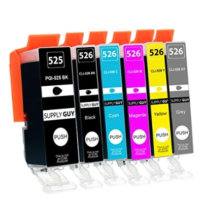 Abbildung von Supply Guy 6 Druckerpatronen mit Chip kompatibel Canon PGI 525 / CLI 526 passend für Pixma MG6120 MG6150 MG6200 MG6250 MG8120 MG8150 MG8200 MG8240 MG8250