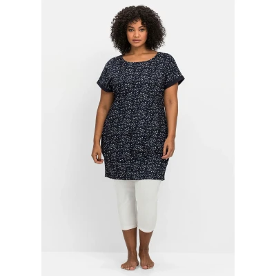 Abbildung von Sheego Shirtkleid Große Größen mit Alloverdruck und breitem Saum