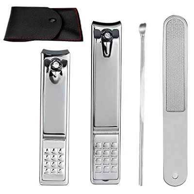Abbildung von Econtal Nagelknipser Set, groß &amp; klein mit Nagelfeile, Fingernägel, Fußnägel Knipser dicke Nägel, Edelstahl Nagelzwicker für Männer, Etui