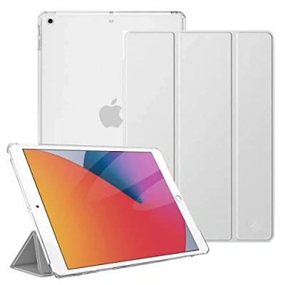 Abbildung von Fintie Hülle für iPad 10.2 Zoll (9. / 8. 7. Generation, Modell 2021/2020/ 2019) Ultradünn Schutzhülle mit transparenter Rückseite Abdeckung Cover Auto Schlaf/Wach, Silber