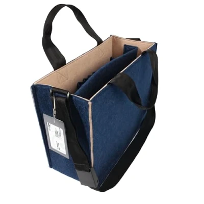 Abbildung von Sigel BA420 Desk Sharing Bag Classic, Organizer für mobiles Arbeiten, absolut sicherer Stand: Laptop bis 15,4 Zoll und Unterlagen, Synthetischer Filz, blau beige, Medium 36 x 15 28 cm