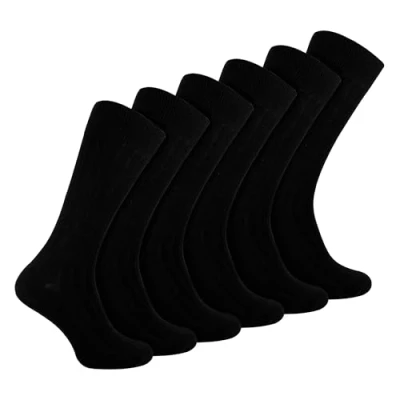 Abbildung von Sock Snob 6er Pack Herren Socken Gerippt Baumwolle Atmungsaktiv mit Komfortbund (39 45, Schwarz)