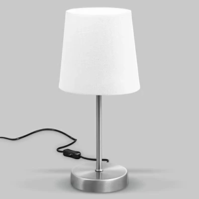 Abbildung von B.K.Licht Tischleuchte Tischlampe Weiß E14 Stoff BKL1300, ohne Leuchtmittel, Kaltweiß, Klassisch Leselampe Nachttischlampe Leuchtmittel