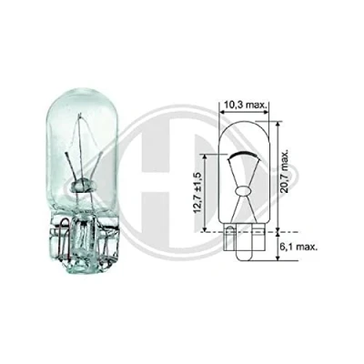 Abbildung von DIEDERICHS LID10078 Glühlampe, Blinkleuchte 12 5 W5W W2,1x9,5d VOLKSWAGEN: Polo IV Schrägheck, Golf Passat B5 GP Limousine