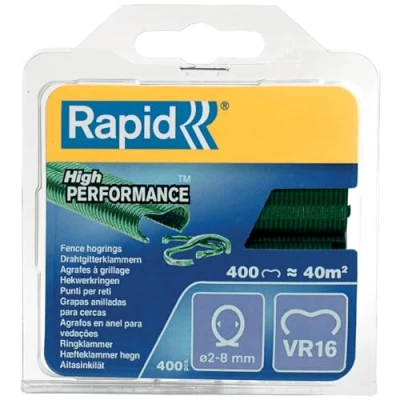 Abbildung von Rapid Zaun Ringklammern VR16 Grün, 400 Stk., zur Befestigung von Spanndrähten an Zäunen, für FP216 und FP20 Zaunzange