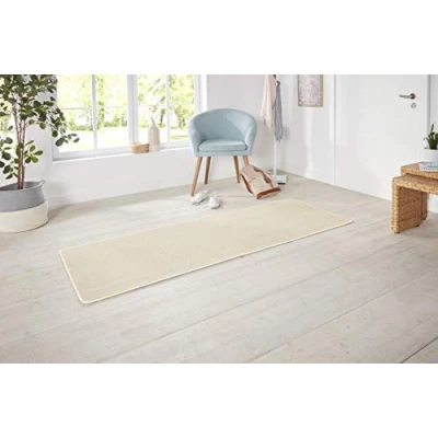 Abbildung von Hanse Home Nasty Läufer Flauschiger Kurzflor Teppich Einfarbig Unifarben für Esszimmer, Wohnzimmer, Kinderzimmer, Flur, Schlafzimmer, Küche Uni Creme, 80x300cm