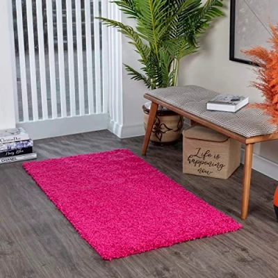 Abbildung von Surya Hochflor Teppich &quot;UNI CHIC 2308&quot;, rechteckig, Flauschig, Langflor, Weich, Wohnzimmer Flurteppich, Pink