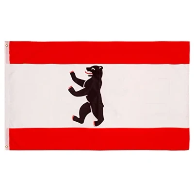 Abbildung von PHENO FLAGS Flagge Berlin 90 x 150 cm Wappen Bär Hauptstadt Fahne Landessiegel (Hissflagge für Fahnenmast), Inkl. 2 Messing Ösen