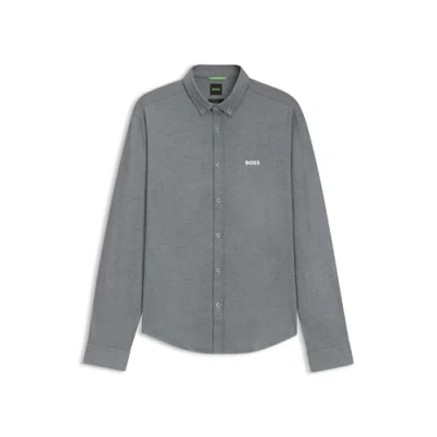 Abbildung von BOSS Herren Biado R Regular Fit Hemd aus knitterfreiem Baumwoll Jersey Dunkelblau L