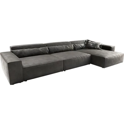 Abbildung von Ecksofa Sirpio XL 370x170 cm Lederimitat Vintage Anthrazit