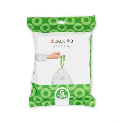 Abbildung von Weißer PerfectFit Abfallsack mit Bindebandverschluss, Code G, 23 30 Liter, 40 Stück/Spenderpackung Brabantia