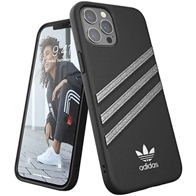 Abbildung von adidas Hülle Entwickelt für iPhone 12 Pro Max Hülle, 6.7 Zoll, Fallgeprüfte Hüllen, stoßfeste erhöhte Kanten, Original PU Schutzhülle, Zwart/Funkeln