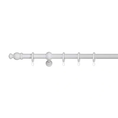 Abbildung von ondeco Gardinenstange Holz 28mm 1 lauf Komplettgarnitur Vorhangstange Weiss 120 cm
