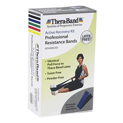 Abbildung von TheraBand Resistance Bands Set, Professional Non Latex Elastic Band For Upper &amp; Lower Body Exercise, Strength Training without Weights, Physical Therapy, Pilates, Silver Blue Black, Advanced