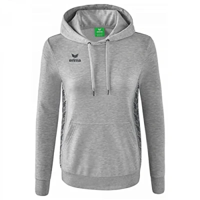 Abbildung von Erima Essential TEAM Kapuzenpullover, Damen, Größe: 42, Hellgrau melange slate grey