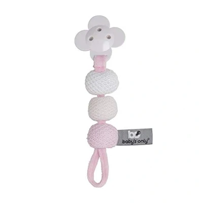 Abbildung von Baby&#039;s Only Gestrickte Schnullerkette Baby Für Mädchen 22x6 cm Klassisch Rosa/Baby Rosa/Weiß