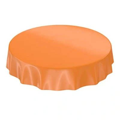 Abbildung von Wachstuchtischdecke Wachstuch abwaschbare Tischdecke Uni Glanz Einfarbig Orange Schnittkante Rund 140cm