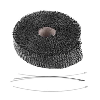 Abbildung von Hitzeschutzband Auspuffband Auspuffummantelung Akozon Exhaust Heat Wrap 5m Auto Motorrad Isolierband mit 4 Edelstahl Kabelbindern (Schwarz)