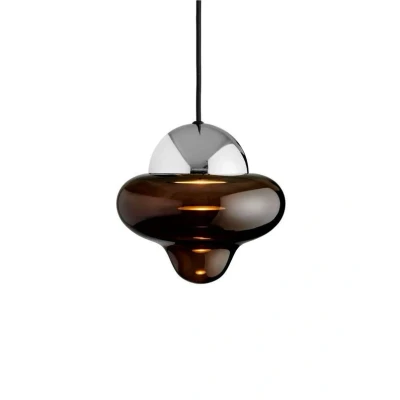 Abbildung von LED Hängeleuchte Nutty, braun / chromfarben, Ø 18,5 cm, Glas